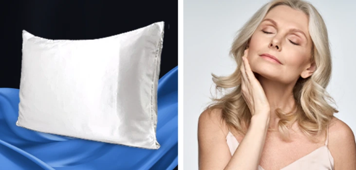 Lumieré silk pillow case gives middle-age lady glowing skin